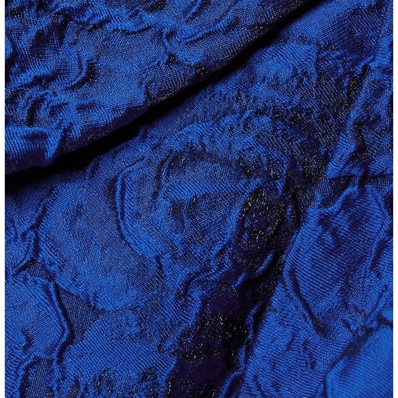 Teri Jon By Rickie Freeman Royal Blue Floral Lace Asymmetric Gown Dress - Picture 7 of 7